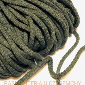 sznurek odzieżowy bawełniany 5 mm - ciemnooliwkowy /szarozielony, zielony/