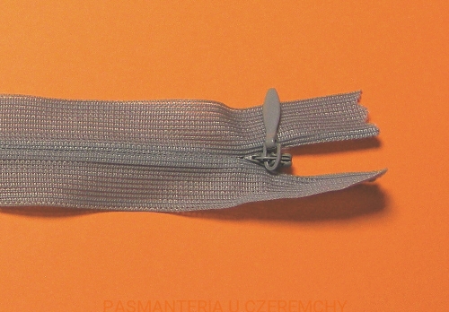 zamek nierozdzielczy kryty 35 cm popielaty