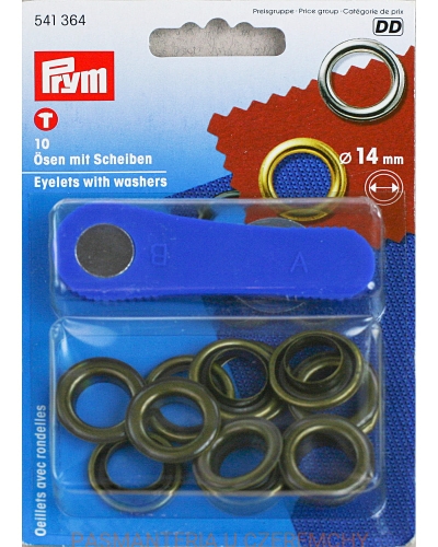 oczka - nity oczkowe PRYM 541 364 14 mm mosiądz oksydowany