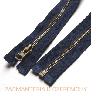 zamek 75 cm granatowy rozdzielczy metalowy VT10 mosiądz oksydowany