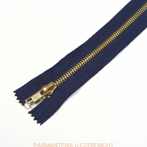 zamek 18 cm granatowy nierozdzielczy VT10, mosiądz 