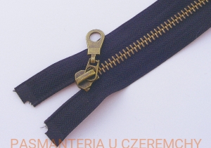 zamek 65 cm czarny rozdzielczy metalowy VT10 mosiądz oksydowany