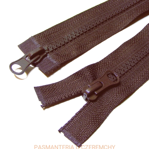 zamek 80 cm rozdzielczy dwusuwakowy typu kostka - ciemnobrązowy /brązowy/ 